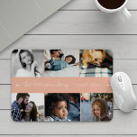 Tapis De Souris 6 photo collage famille moderne texte personnalisé<br><div class="desc">Racontez l'histoire de votre famille en six images personnalisées avec un beau tableau photo collant rose vif pour les garder proches pendant votre temps de travail.              Facile à personnaliser avec vos photos et texte !</div>