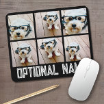 Tapis De Souris 6 Photo Collage - noir avec nom en gras en blanc<br><div class="desc">Utilisez vos photos Instagram carrés pour obtenir les meilleurs résultats ! POUR MODIFIER L'ARRIÈRE - PLAN - cliquez sur la personnaliser ou la zone de conception avancée, puis choisissez une couleur dans le sélecteur de couleurs. Ajoutez vos photos et clichés préférés à cette bande de film pour un garde-mémoire amusant....</div>
