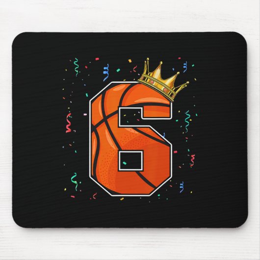 Tapis De Souris 6e anniversaire Basketball Big Numéro 6 année Garç (Devant)