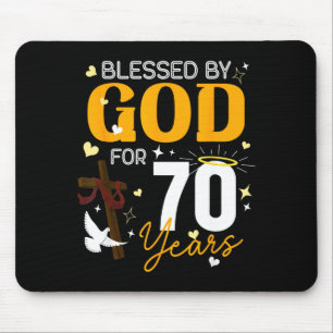 Tapis De Souris 70 ans anniversaire bénis par Dieu pendant 70 ans