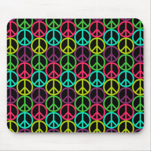 Tapis De Souris 70's Hippie Peace Sign Pattern
