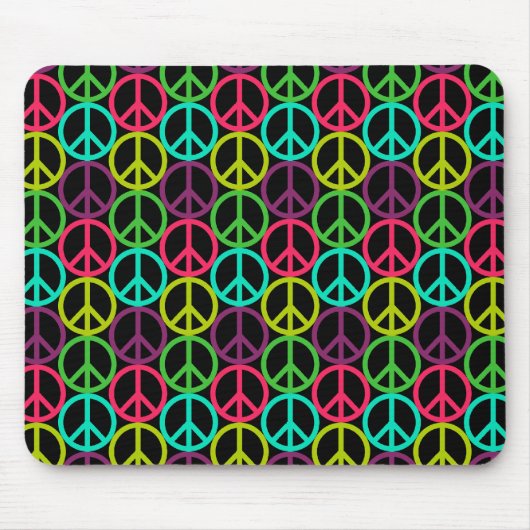 Tapis De Souris 70's Hippie Peace Sign Pattern (Devant)