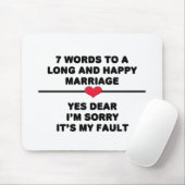 Tapis De Souris 7 Mots Pour Un Mariage Long Et Heureux (Avec souris)