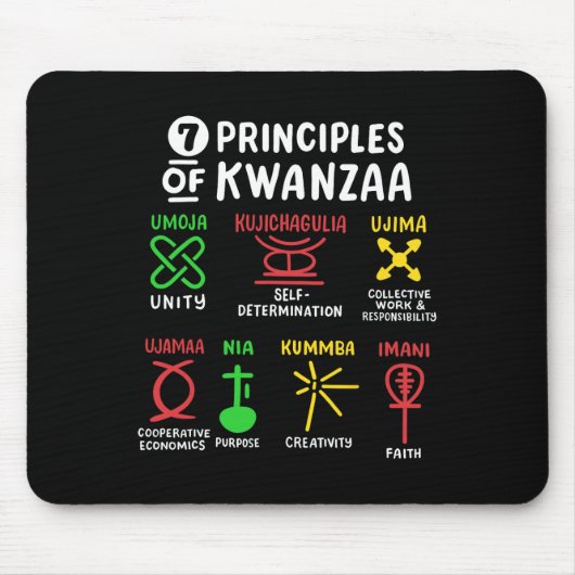 Tapis De Souris 7 Principes De Kwanzaa Noir Africain-Américain Hom (Devant)
