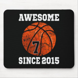 Tapis De Souris 7e anniversaire Joueur de basket-ball 7 ans Vintag