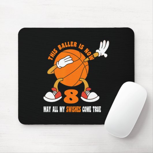 Tapis De Souris 8 ans Joyeux 8e anniversaire Basketball 8e anniver (Avec souris)