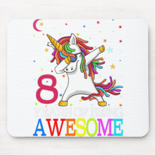 Tapis De Souris 8e anniversaire Dabbing Unicorn Party cadeau 8 ans
