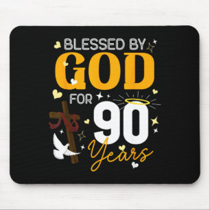 Tapis De Souris 90 ans Anniversaire Bénis par Dieu Pour 90 Ans 90è