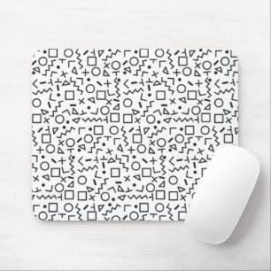 Tapis De Souris 90's Noir & Blanc Retro Shapes Motif