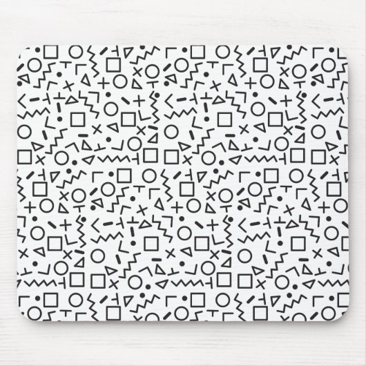 Tapis De Souris 90's Noir & Blanc Retro Shapes Motif (Devant)