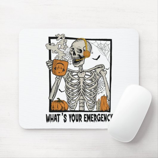 Tapis De Souris 911 Dispatcher Halloween Squelette Quel Émerge (Avec souris)