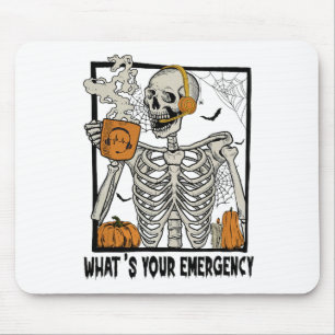 Tapis De Souris 911 Dispatcher Halloween Squelette Quel Émerge