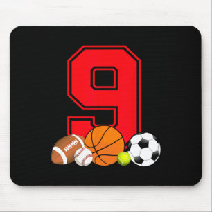 Tapis De Souris 9 Ans Bysketbyll Footbyll Bysebyll Soccer Bir