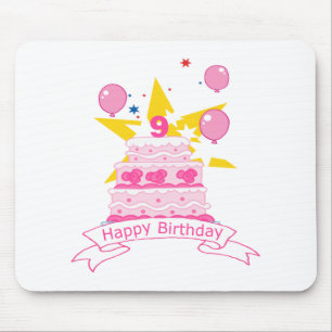 Tapis De Souris 9 ans d'anniversaire pour Birthday Cake