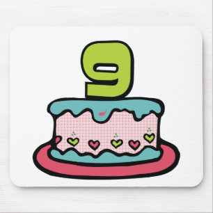 Tapis De Souris 9 ans d'anniversaire pour Birthday Cake