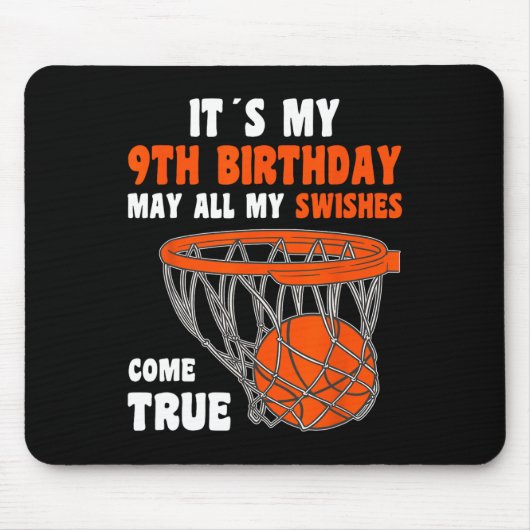 Tapis De Souris 9 ans Joyeux 9e anniversaire Basketball 9e anniver (Devant)