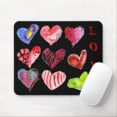 Tapis De Souris 9 coeurs d'amour sur Mousepad noir (Avec souris)