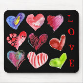 Tapis De Souris 9 coeurs d'amour sur Mousepad noir (Devant)