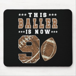 Tapis De Souris 9e Anniversaire Football Garçon Neuf Anniversaire 