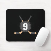 Tapis De Souris 9e anniversaire Hockey sur glace 9 ans Anniversair (Avec souris)