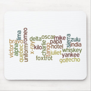 Tapis De Souris A à téléphonie d'alphabet phonétique de Z (Wor