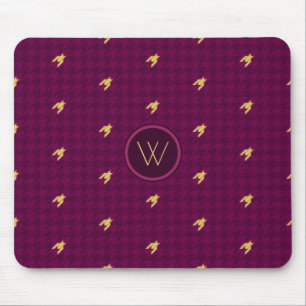 Tapis de souris à carreaux avec accent doré rose