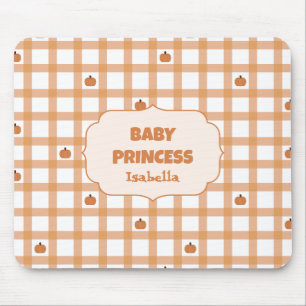 Tapis de souris à carreaux avec citrouille mignonn