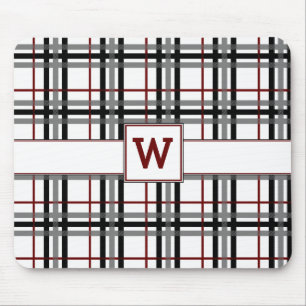Tapis de souris à carreaux noir blanc et rouge
