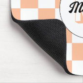 Tapis De Souris à damiers pêche blanc rétro géométrique Monogramme (Coin)