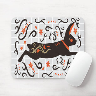 Tapis de souris à grille de lapin sautant d'art po