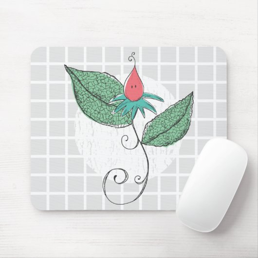 Tapis de souris à grille d'illustration florale et (Avec souris)