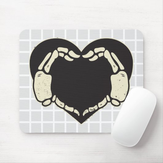 Tapis de souris à grille et mains de squelette (Avec souris)