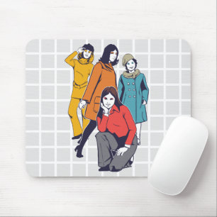 Tapis de souris à grille pour filles mode rétro vi