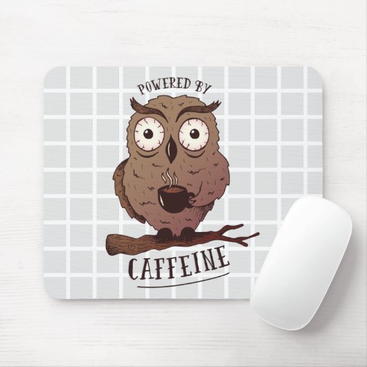 Tapis de Souris à Grille Powered By Caffeine Owl (Avec souris)