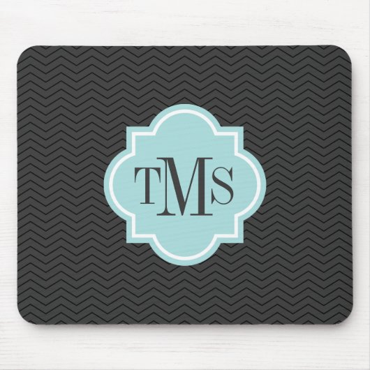 Tapis de souris à monogramme 3 lettres gris et sar (Devant)