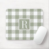 Tapis de souris à monogramme initial Moderne Vert (Avec souris)