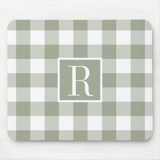 Tapis de souris à monogramme initial Moderne Vert (Devant)