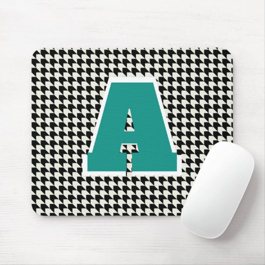 Tapis de souris à monogramme pied-de-poule (Avec souris)