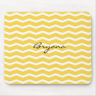 Tapis de souris à motif chevron jaune vif et blanc