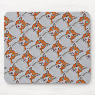 Tapis de souris à motif de chat orange et blanc