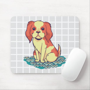 Tapis de souris à motif de grille avec chiot migno