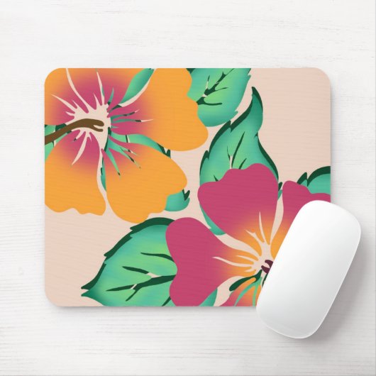 Tapis de souris à motif d'hibiscus tropical (Avec souris)