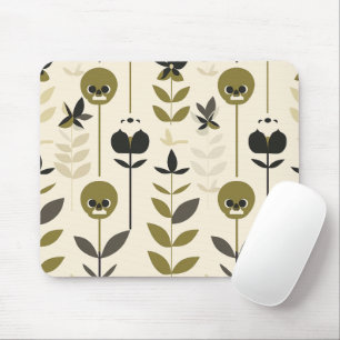 Tapis de souris à motif floral de crâne d'automne