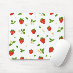 Tapis de souris à motif floral fraise, aquarelle m