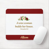 Tapis De Souris A Wise Woman - Proverbs 14:1 Personalized (Avec souris)