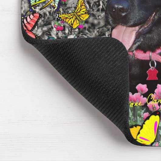 Tapis De Souris Abby dans les papillons - chien noir de (Coin)