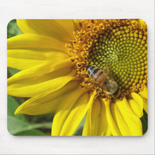 Tapis De Souris Abeille de miel de tournesol jaune