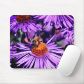 Tapis De Souris Abeille De Miel Sur Fleur D'Aster Violet (Avec souris)
