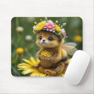 Tapis De Souris Abeille de miel tenant un panier de pollen
