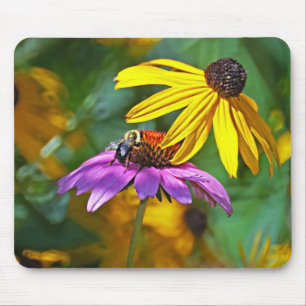Tapis De Souris Abeille et fleurs